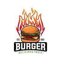 caldo hamburger vettore logo illustrazione. moderno hamburger emblema. vettore arte.