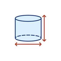 cilindro dimensioni vettore concetto colorato icona o simbolo