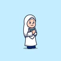 carino ragazza musulmano cartone animato illustrazione vettore