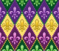 impostato di geometrico modelli con fleur de lis simbolo. diagonale rombo griglia. illustrazione per mardi gras carnevale. Vintage ▾ illustrazione per stampe, vestiario, vacanza, superficie design vettore