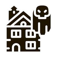 Casa con fantasmi icona vettore glifo illustrazione