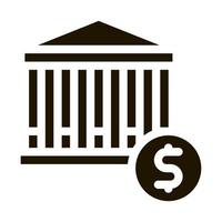 finanziario edificio e dollaro moneta glifo icona vettore