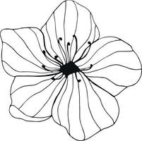 mano disegnato fiore su bianca sfondo. uno linea contorno floreale disegno. schema botanico elemento. vettore illustrazione