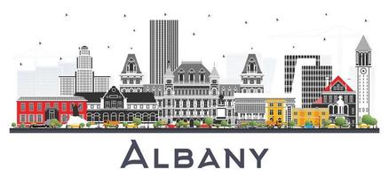 albany nuovo York città orizzonte con colore edifici isolato su bianca. vettore