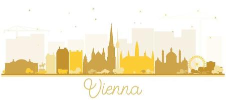 vienna Austria città orizzonte silhouette con d'oro edifici isolato su bianca. vettore