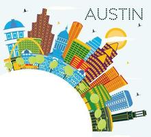 austin Texas città orizzonte con colore edifici, blu cielo e copia spazio. vettore