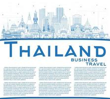 schema Tailandia città orizzonte con blu edifici e copia spazio. vettore