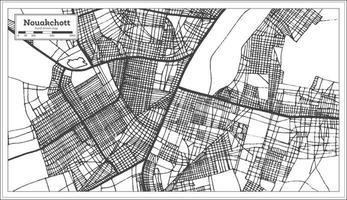 nouakchott mauritania città carta geografica iin nero e bianca colore. schema carta geografica. vettore
