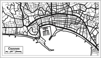 cannes Francia città carta geografica nel nero e bianca colore nel retrò stile. schema carta geografica. vettore