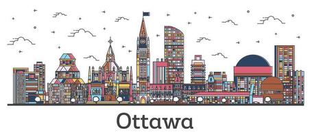 schema Ottawa Canada città orizzonte con colore edifici isolato su bianca. vettore