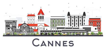 cannes Francia città orizzonte con grigio edifici isolato su bianca. vettore