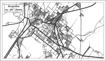 sargodha Pakistan città carta geografica nel retrò stile nel nero e bianca colore. schema carta geografica. vettore