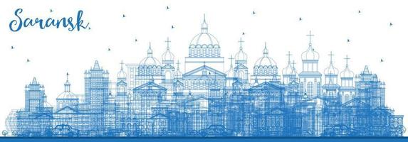 schema saransk Russia città orizzonte con blu edifici. vettore