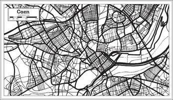 caen Francia città carta geografica nel nero e bianca colore nel retrò stile. schema carta geografica. vettore