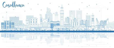 schema casablanca Marocco città orizzonte con blu edifici e riflessi. vettore