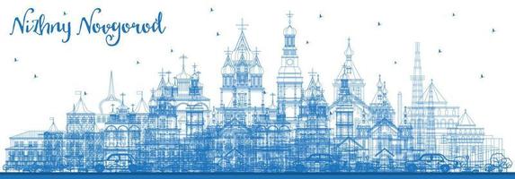 schema nizhny novgorod Russia città orizzonte con blu edifici. vettore