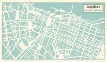 fortaleza brasile città carta geografica nel retrò stile. schema carta geografica. vettore