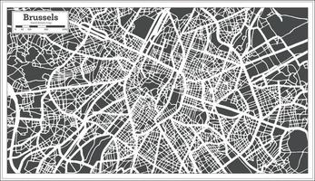 Bruxelles città carta geografica nel retrò stile. schema carta geografica. vettore