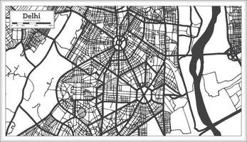 delhi India città carta geografica nel retrò stile nel nero e bianca colore. schema carta geografica. vettore