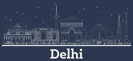 schema delhi India città orizzonte con bianca edifici. vettore