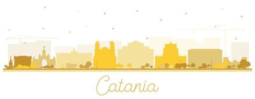 catania Italia città orizzonte silhouette con d'oro edifici isolato su bianca. vettore