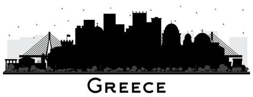 benvenuto per Grecia città orizzonte silhouette con nero edifici isolato su bianca. vettore