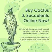 acquistare cactus e succulente in linea adesso promo bandiera vettore