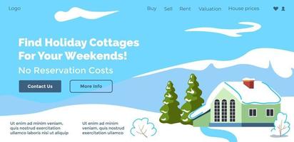 trova vacanza cottage per il tuo fine settimana sito web vettore