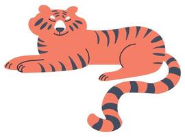 tigre animale, mammifero con carino facciale espressione vettore
