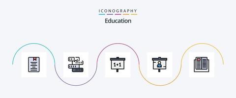 formazione scolastica linea pieno piatto 5 icona imballare Compreso marketing. attività commerciale. apprendimento. scuola vettore