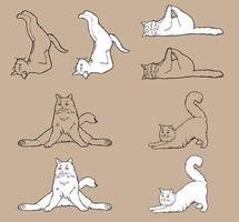 cartone animato scarabocchio comico schema vettore senza soluzione di continuità modello e sfondo di zen Meditare gatti nel yoga posa e asana, namaste