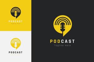 impostato di Podcast microfono logo vettore design modello con diverso colore stile