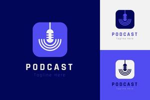 impostato di Podcast microfono logo vettore design modello con diverso colore stile