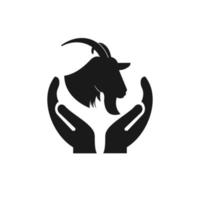 mano capra logo design. cervo logo con mano concetto vettore. mano e cervo logo design vettore