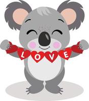 amorevole koala Tenere un' amore rosso cuore bandiera ghirlanda vettore