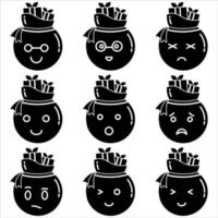 emoji sacco icona impostato glifo stile parte uno vettore