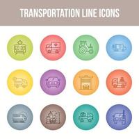 set di icone della linea di trasporto unico vettore