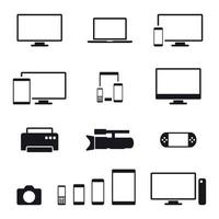 comunicazione dispositivo - smartphone, computer elettronica icone su bianca sfondo vettore