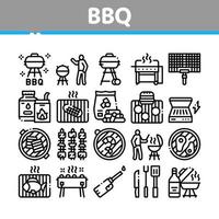 bbq barbecue cucinando collezione icone impostato vettore