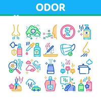 odore aroma e odore collezione icone impostato vettore