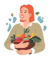 donna mangiare salutare cibo, equilibrato dieta vettore