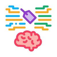 neuromarketing etichetta e cervello icona vettore schema illustrazione