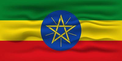 agitando bandiera di il nazione Etiopia. vettore illustrazione.