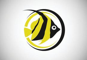 squatina nel un' cerchio. pesce logo design modello. frutti di mare ristorante negozio logotipo concetto icona. vettore