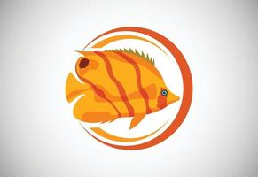 farfalla nel un' cerchio. pesce logo design modello. frutti di mare ristorante negozio logotipo concetto icona. vettore