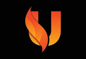 iniziale u monogramma lettera con un' swoosh o fiamma. fuoco fiamme o swoosh design vettore illustrazione