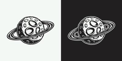 Vintage ▾ retrò spazio galassia pianeta. può essere Usato per logo, distintivo, etichetta. marchio, manifesto o Stampa. monocromatico grafico arte. vettore illustrazione. incisione lincut vecchio