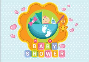 Baby Shower Girl con passeggino e ricamo stile e album vettore