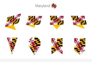 Maryland noi stato bandiera collezione, otto versioni di Maryland vettore bandiere.