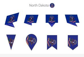 nord dakota noi stato bandiera collezione, otto versioni di nord dakota vettore bandiere.